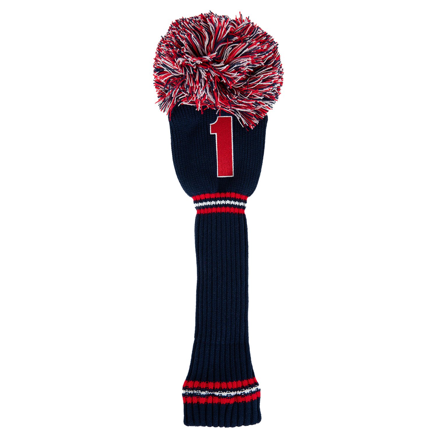 PomPom Headcover Driver Musta Punainen