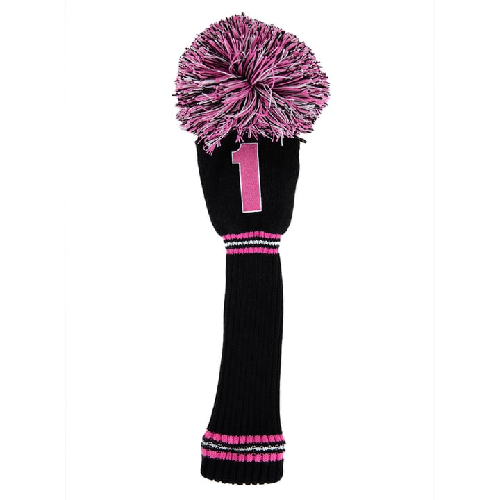 PomPom Headcover Driver Musta Roosa PRG