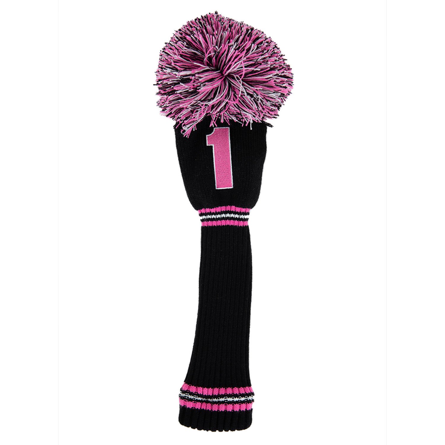 PomPom Headcover Driver Musta Roosa