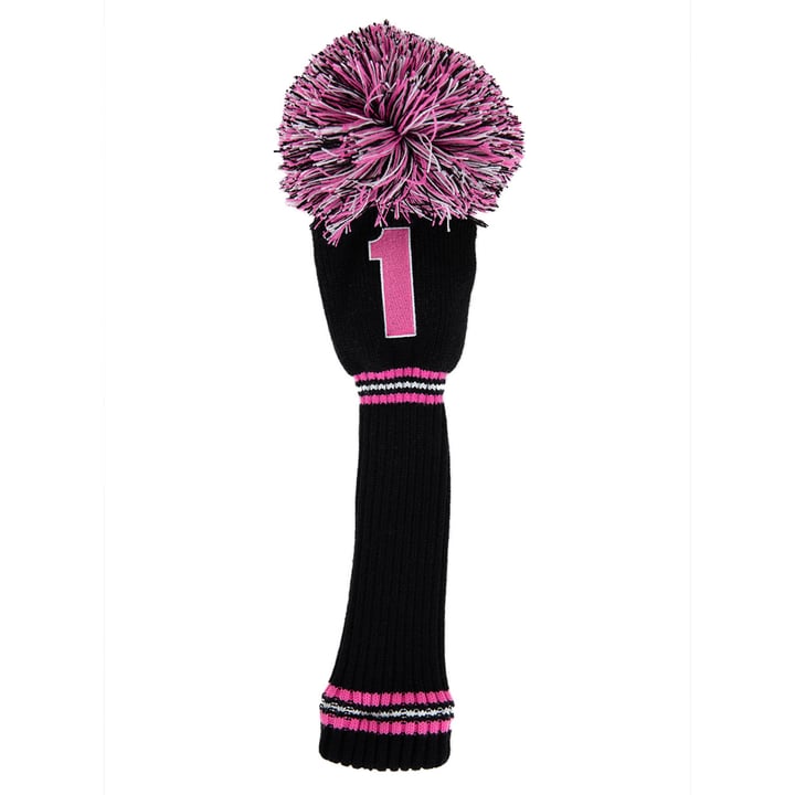 PomPom Headcover Driver Sort Lyserød PRG PomPom Headcover Driver Sort Lyserød PRG