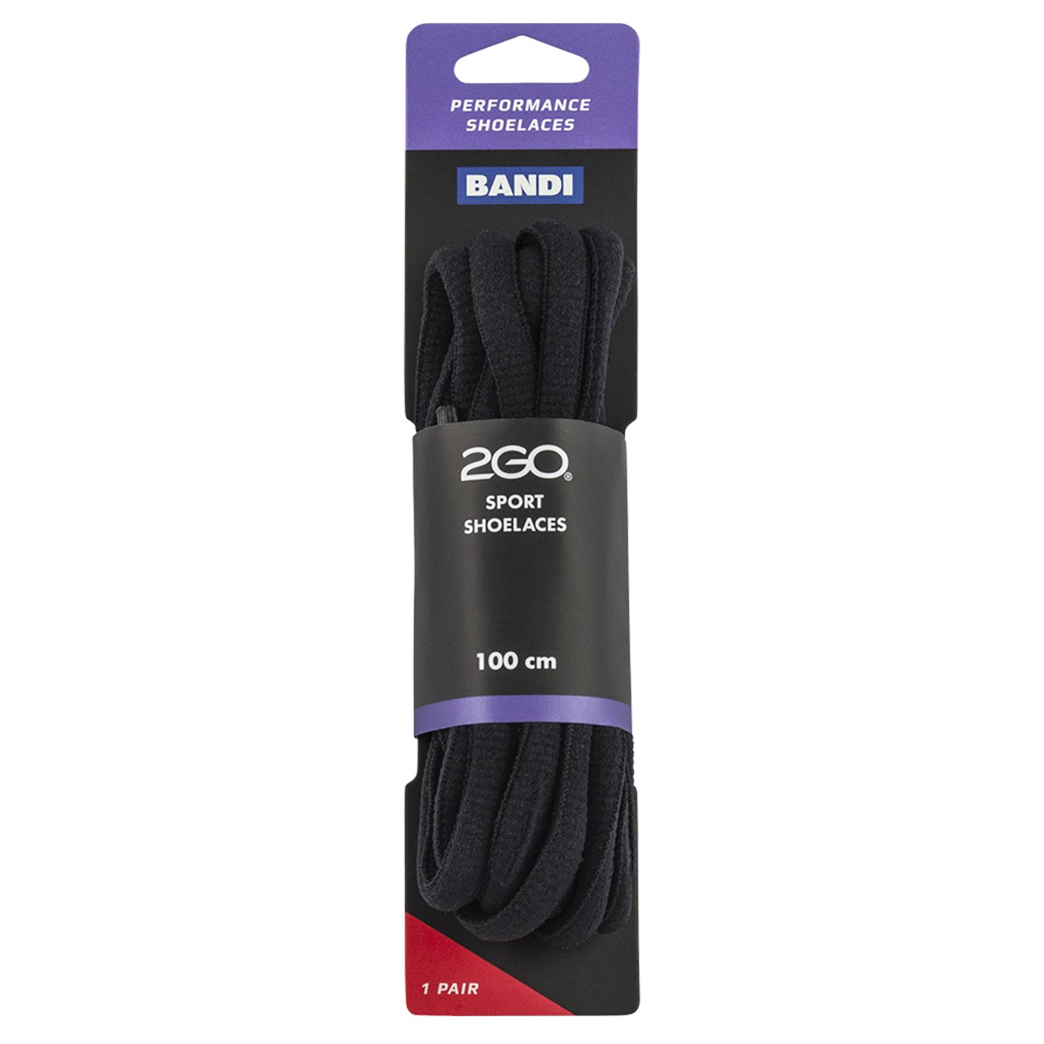 Shoelaces 216 Black 100 cm 2GO