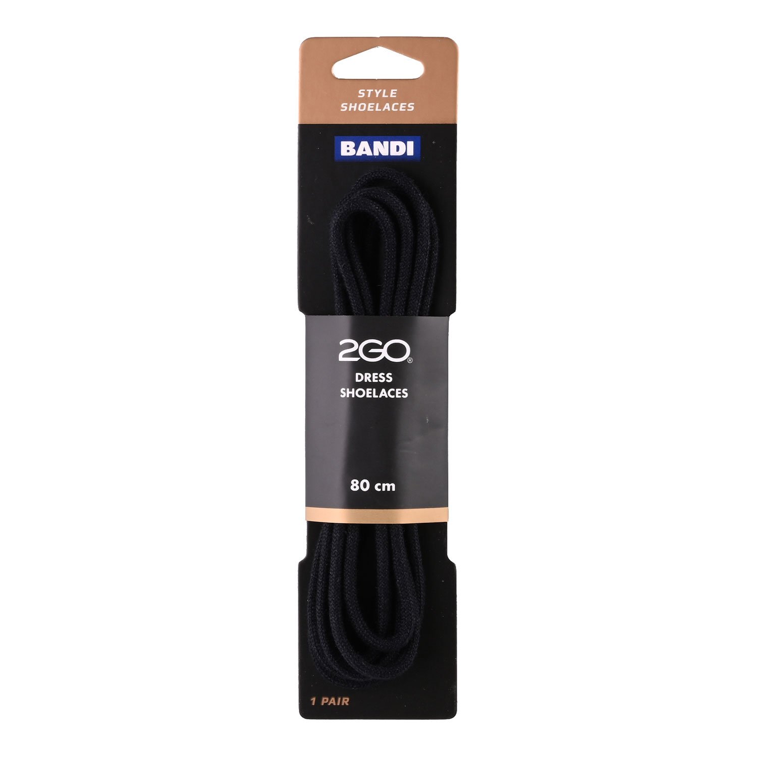 Shoelaces 153 Black 80cm 2GO