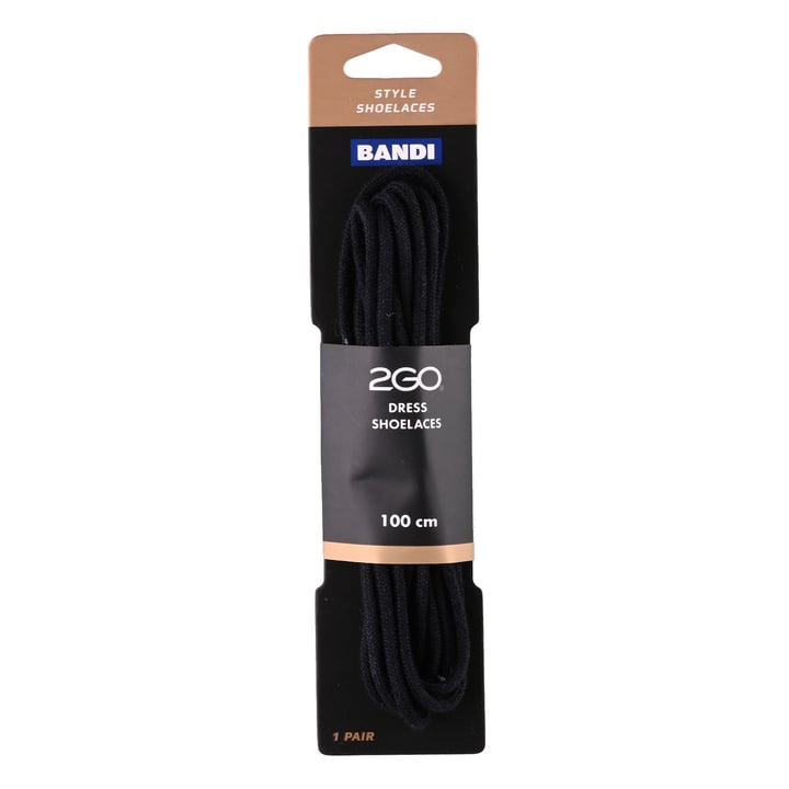 skoband 155 Svart 100cm 2GO