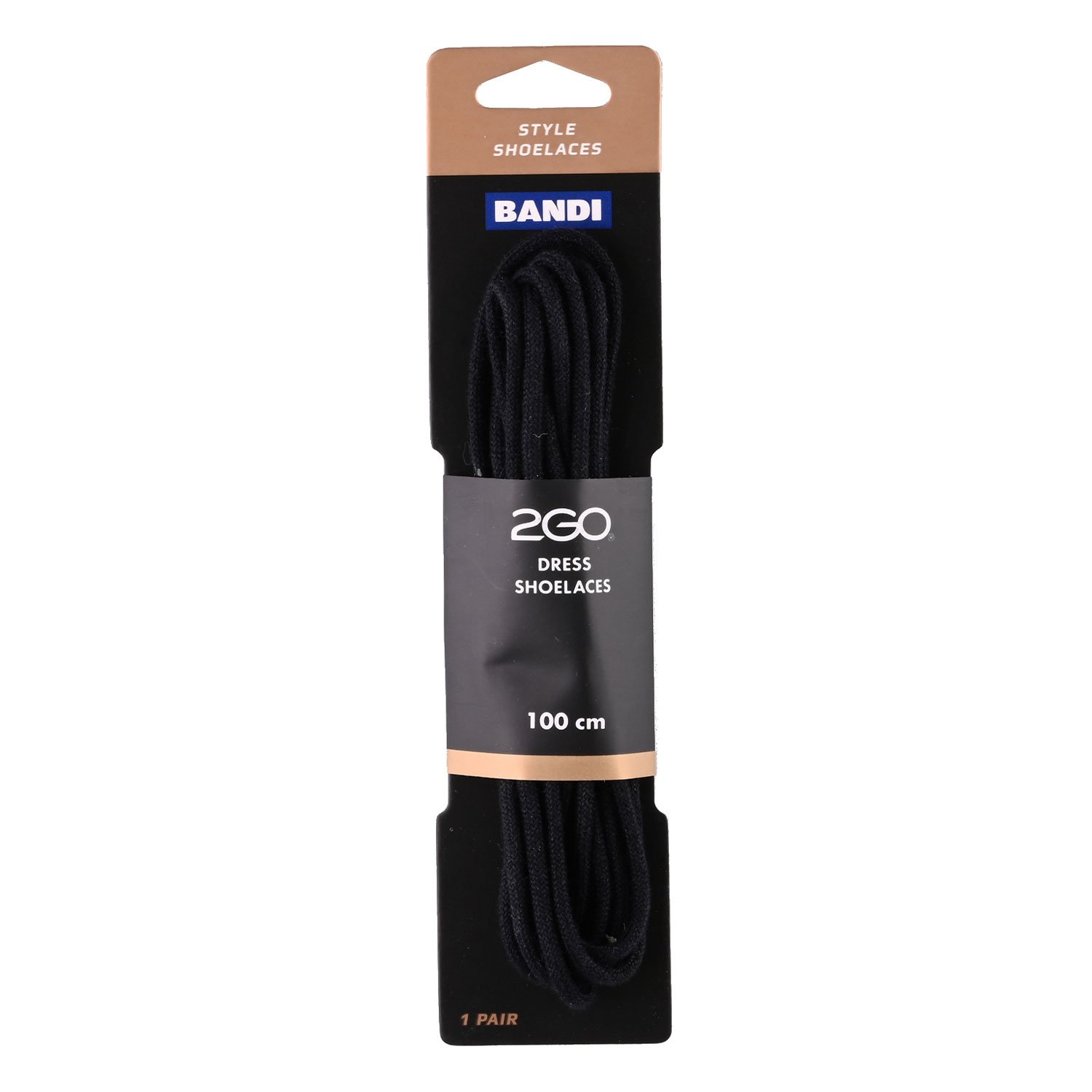Shoelaces 155 Black 100cm 2GO Shoelaces 155 Black 100cm 2GO