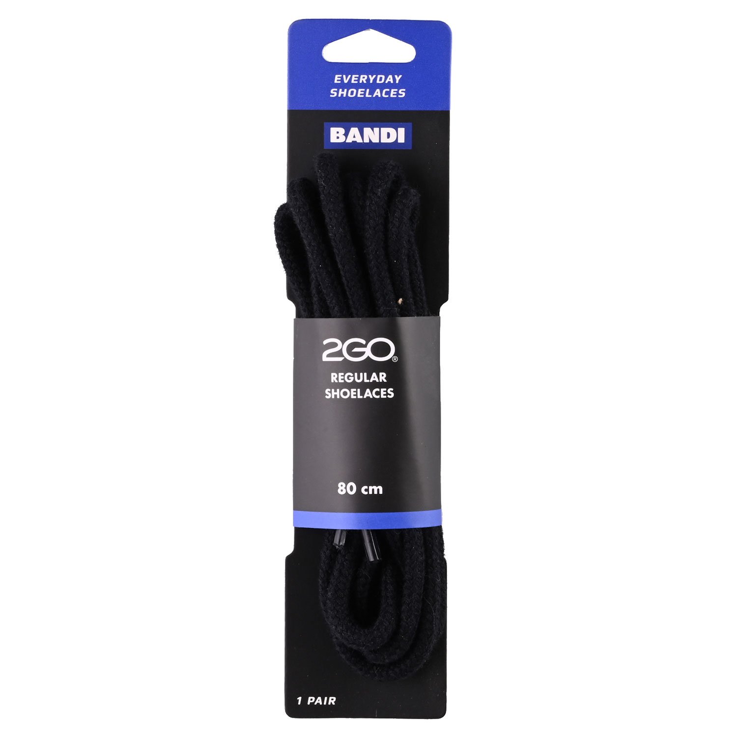 Shoelaces 175 Black 80cm 2GO Shoelaces 175 Black 80cm 2GO